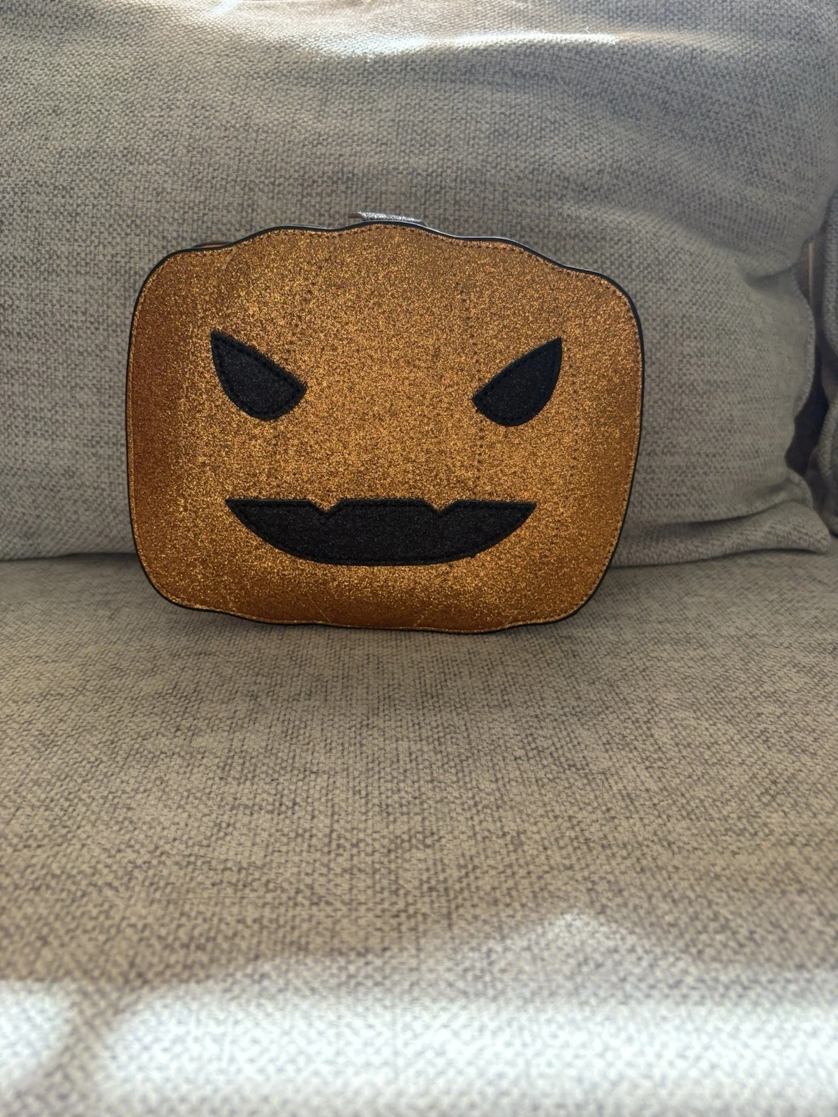 NEW HALLOWEEN JACK O'LANTERN PUMPKIN CROSSBODY Glitter Orange Purse - O Bag