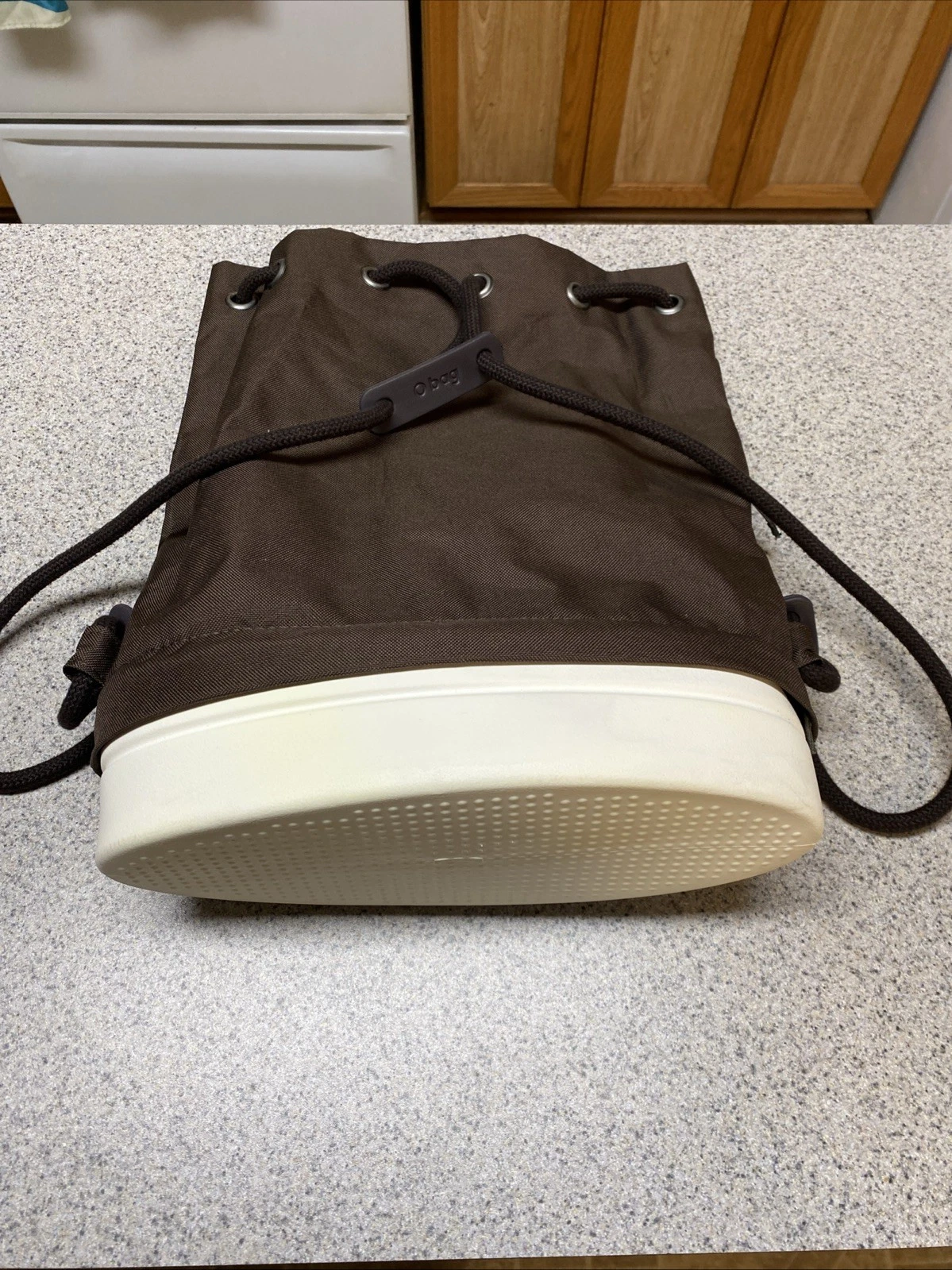 O Bag Obag Brown Bucket Bag Tote EVA & Canvas Drawstring Backpack Made In Italy - O Bag