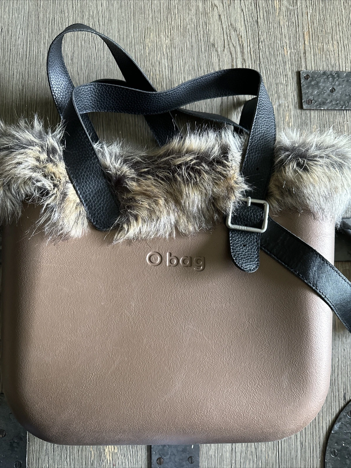 O Bag. Copper Color With Faux Fur Insert. Also has crossbody strap. - O Bag