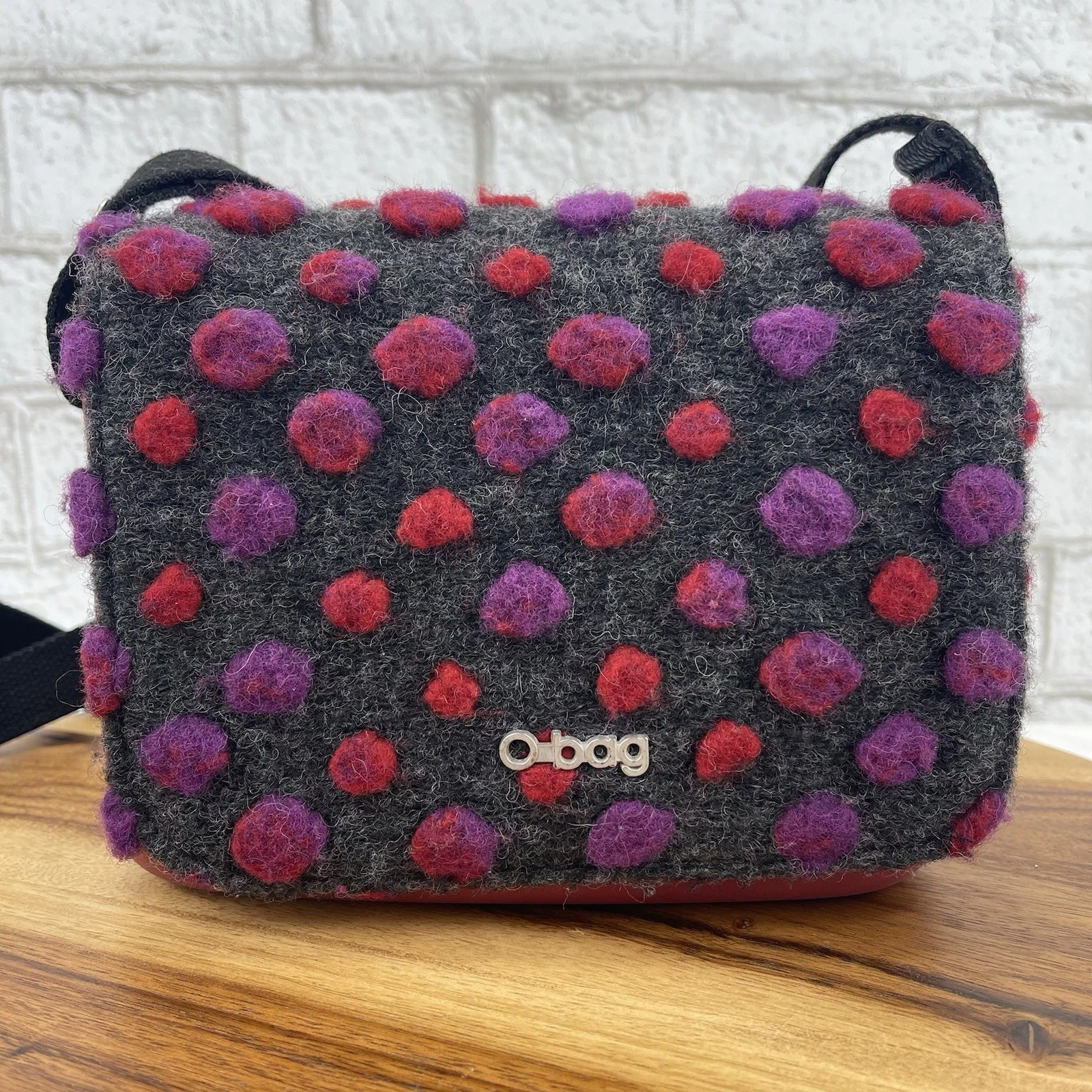 Obag O Bag O Pocket OPKO9 Womens EVA Wool Polka Dot Crossbody Bag Purse Italy - O Bag