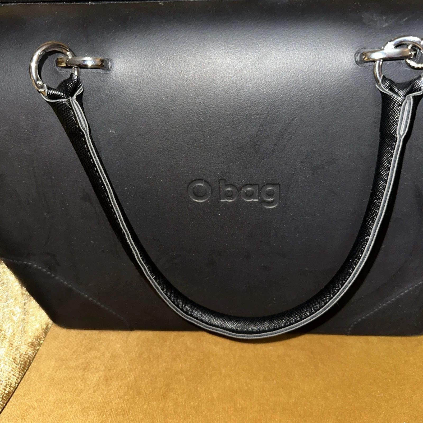 O BAG Handbag Black Eva Rubber Body Purse Made In Italy cross body & top handle - O Bag