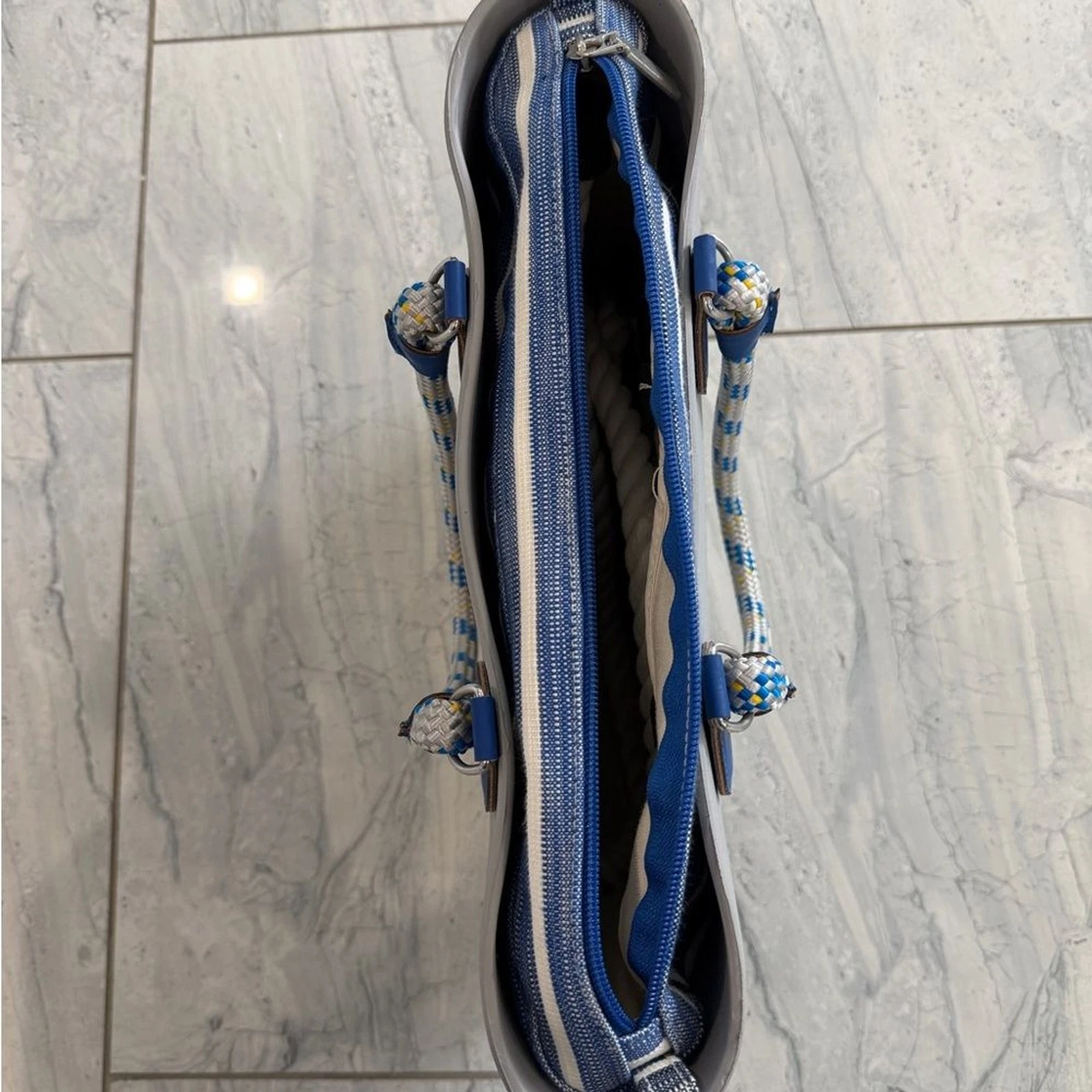 O bag Grey & Blue Rope Handle Tote – Nautical Chic - O Bag