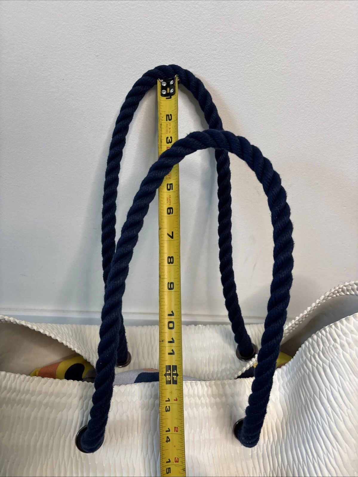 O Bag Beach Bag white w/ blue canvas handles + canvas beach bag insert - O Bag