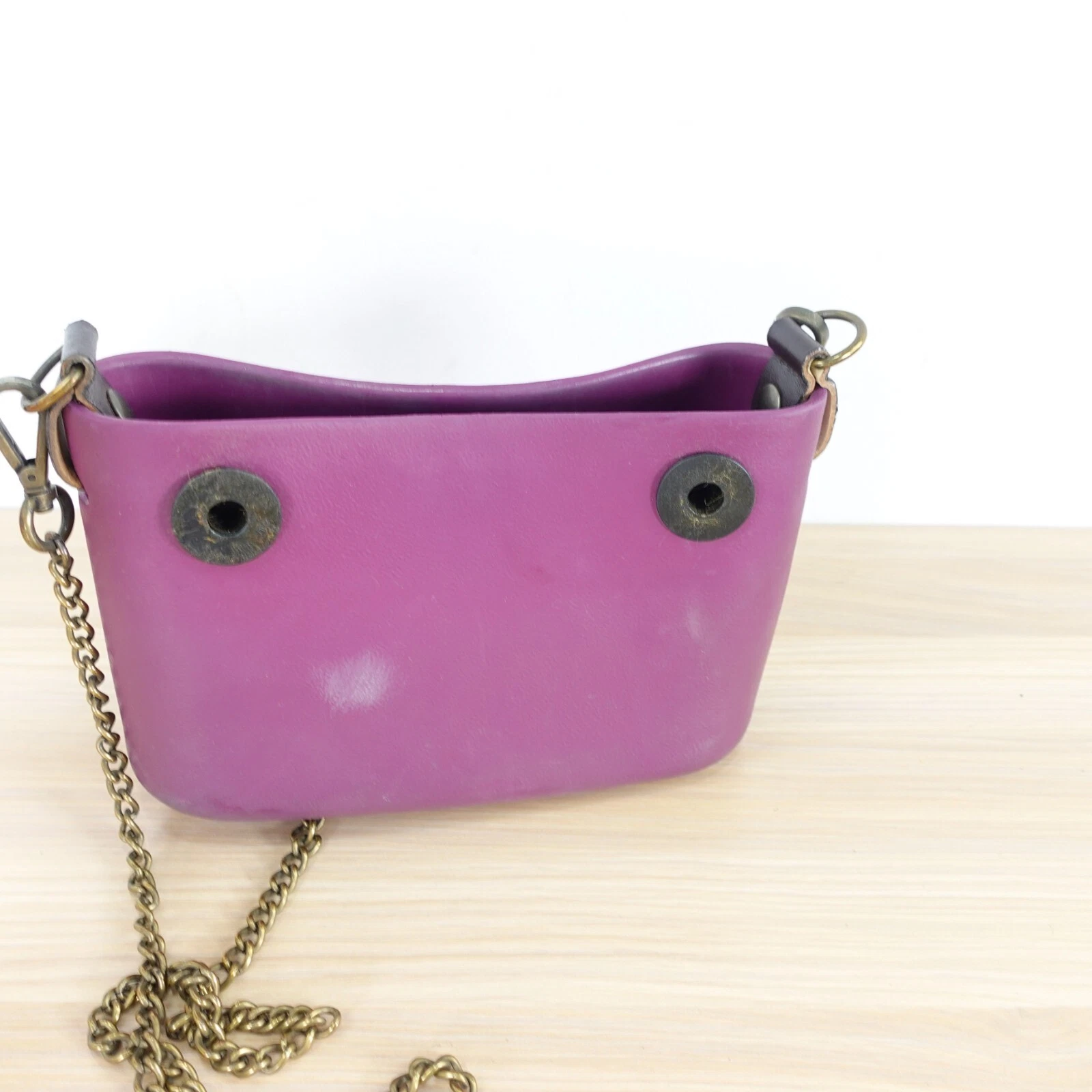 Plum Crossbody Purse Sling Gold Chain Small Italian Rubber Bag Clutch ITALY - O Bag