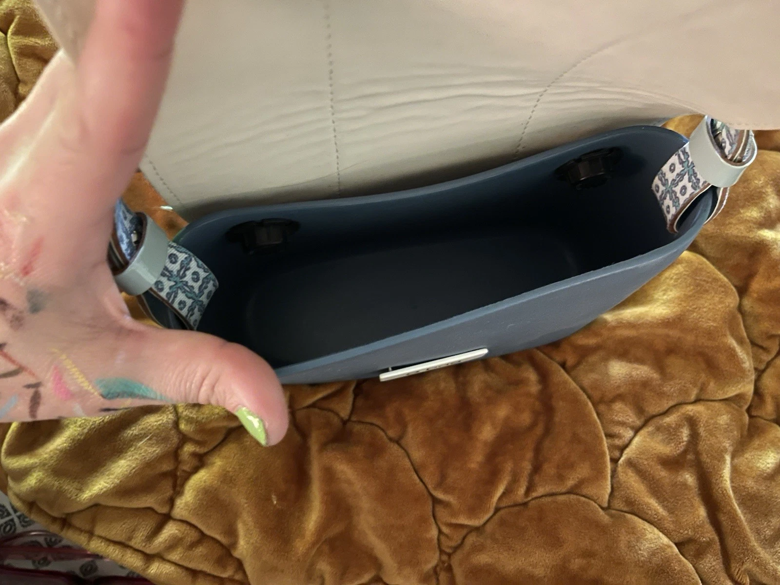 O bag Gray Black White Woven Accent Rectangle Shoulder Bag, Magnetic Closure - O Bag