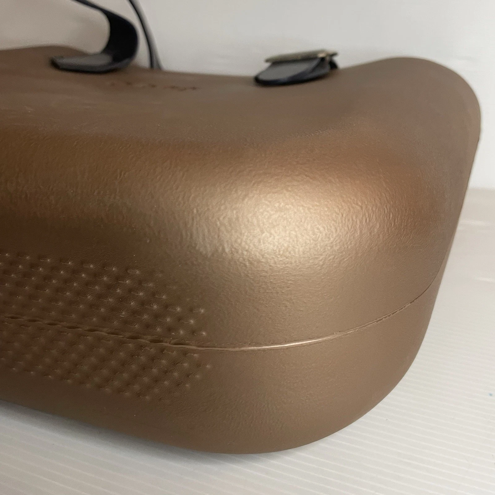 O Bag Italy Tan With Black Leather Straps Plaid Felt Liner Large Tote Bag - O Bag