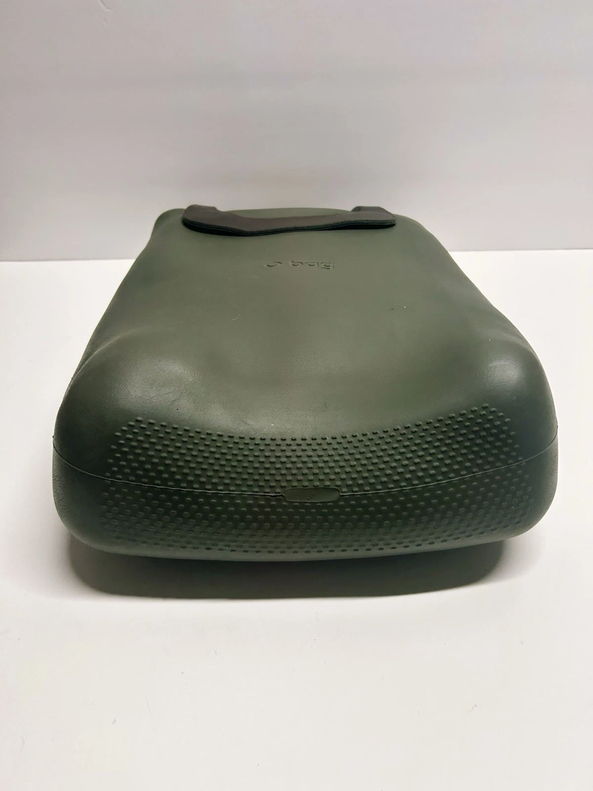 O bag Olive Green Rubber Tote Handbag w Removable Liner Insert Made In Italian - O Bag