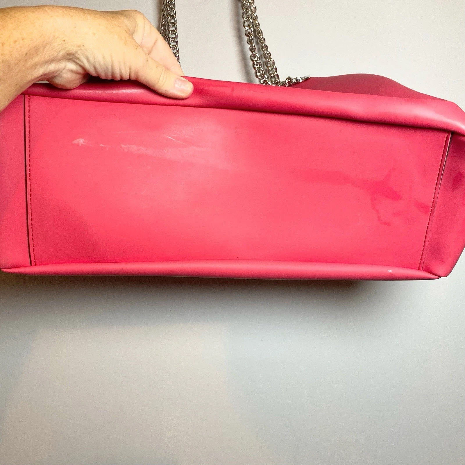 O Bag Unique Soft Melville Amarato Tote Bag Large Pink Chain Handles - O Bag