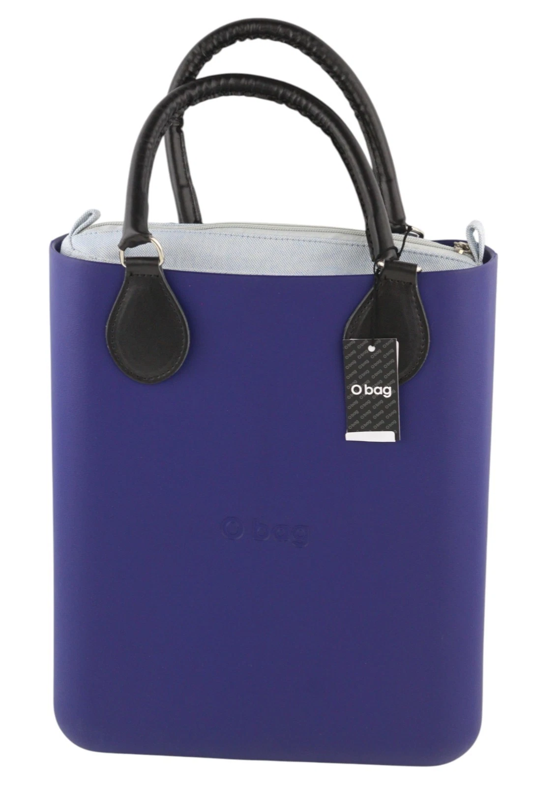 O Bag Chic Women's Bag OS Blue Twin Handles Inner Mini Square Tote Logo - O Bag