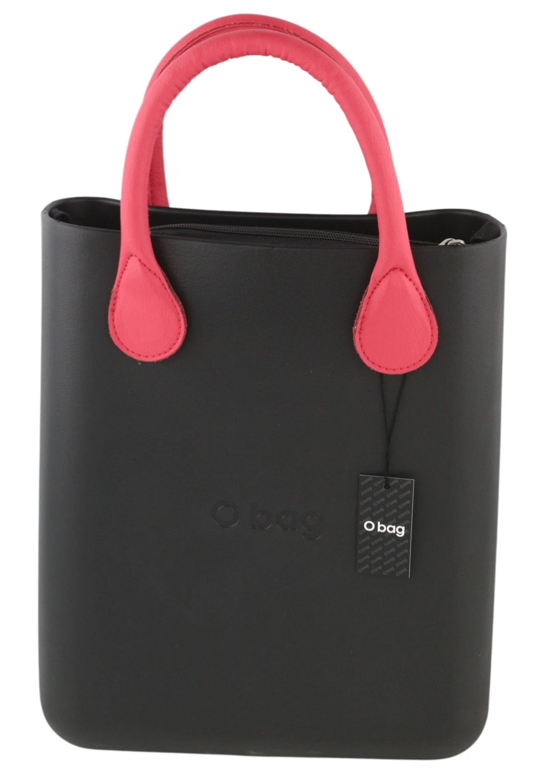 O Bag Chic Women Bag OS Black Dual Handles Inner Pouch Mini Square Tote Logo - O Bag