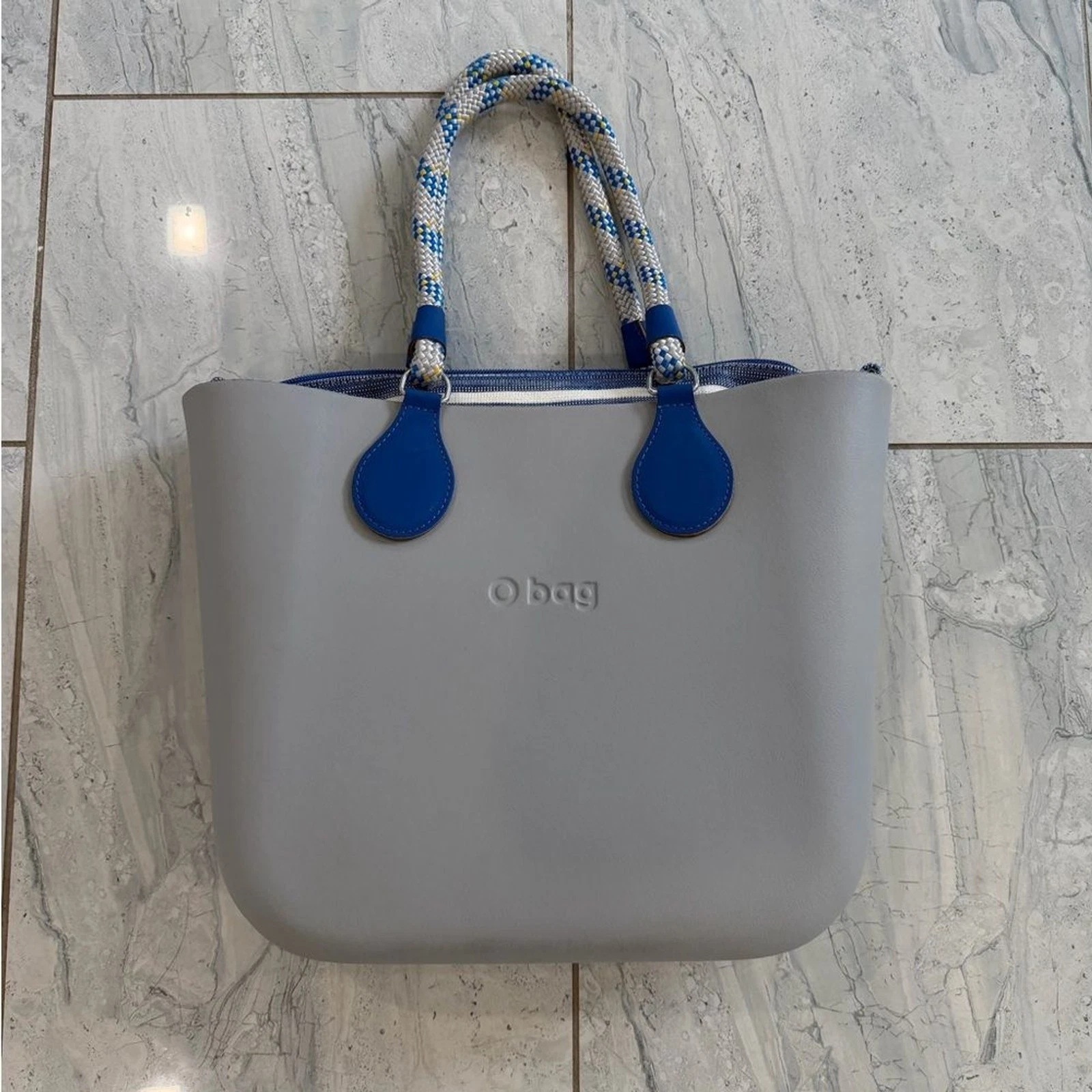 O bag Grey & Blue Rope Handle Tote – Nautical Chic - O Bag