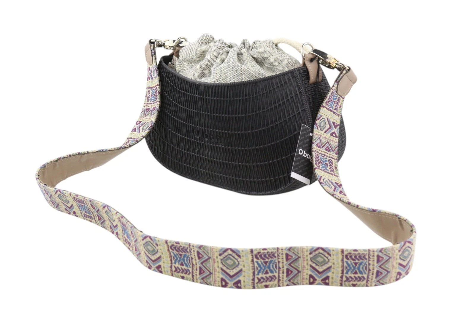 O Bag Swing Women Bag OS Black Textured Silicone Half Moon Inner Crossbody - O Bag