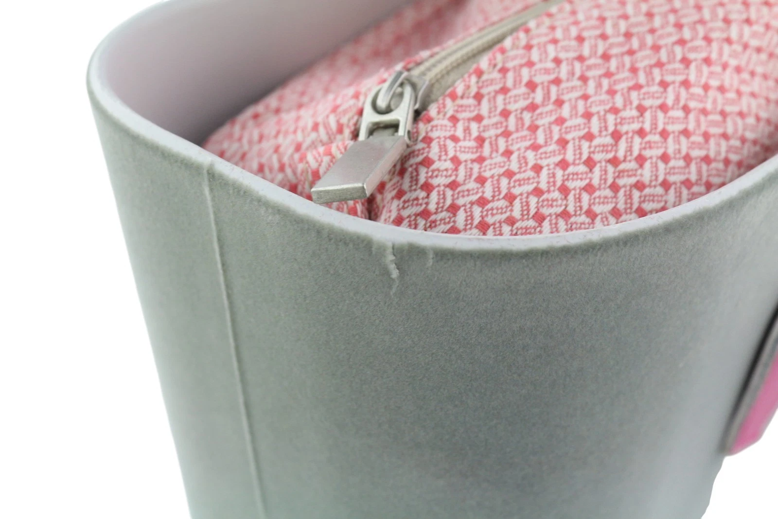 O Bag Women Bag OS Grey Soft Inner Zip Pouch Double Handle Square Logo - O Bag