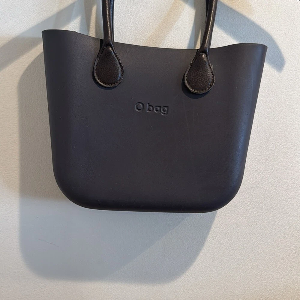 O Bag Tote with Herringbone Insert & Leather Handles Large Brown Italian - O Bag