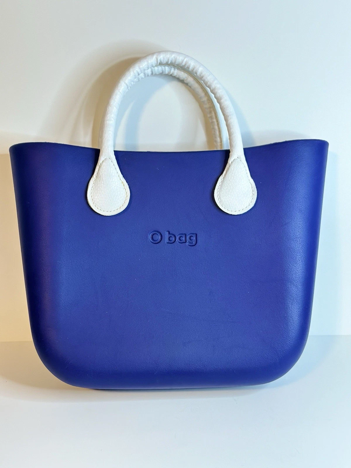 O Bag Italy Blue Waterproof Purse White Handles Removable Lining - O Bag