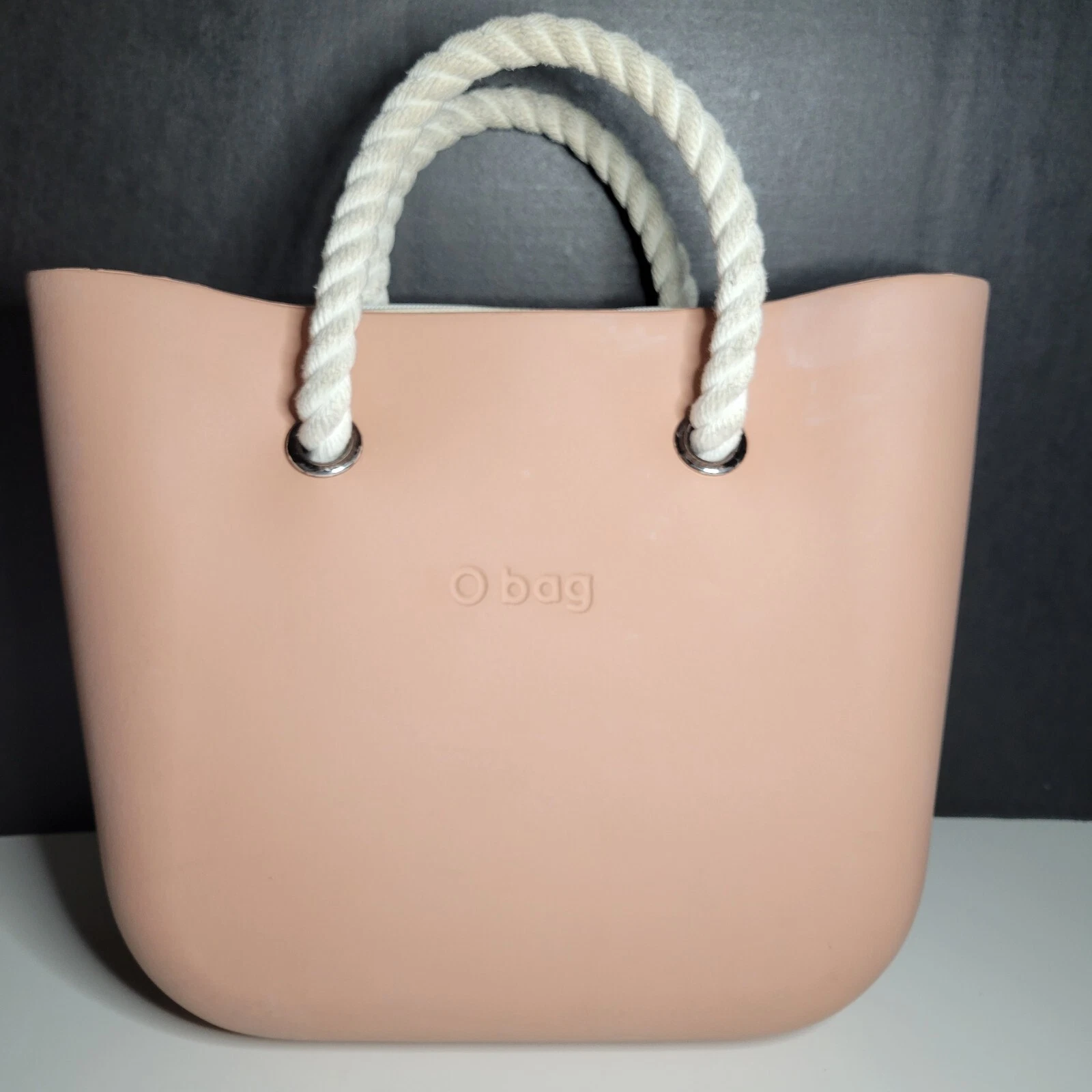OBag Pink Tote Double Rope Handles Made in Italy Fullspot Shoulder 11 x 14 x 3.5 - O Bag