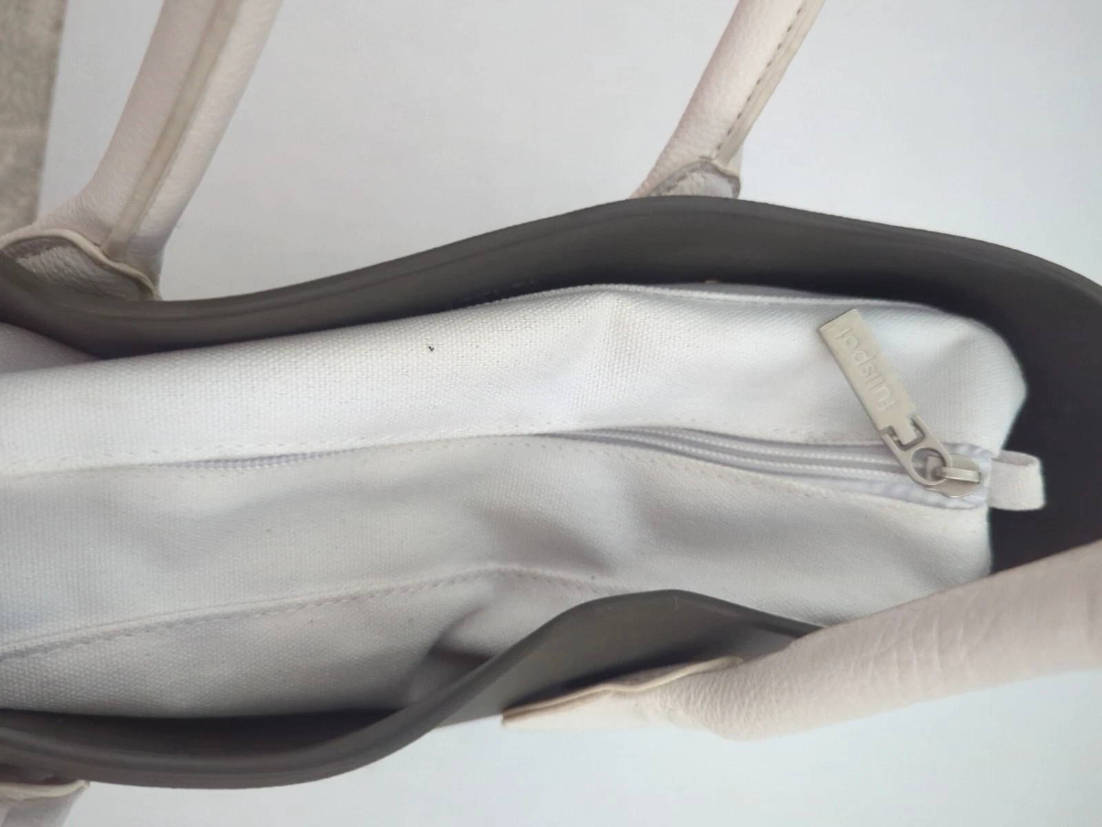 O BAG Womens Shoulder Tote Purse Gray & White Rubber Removable Canvas Insert - O Bag