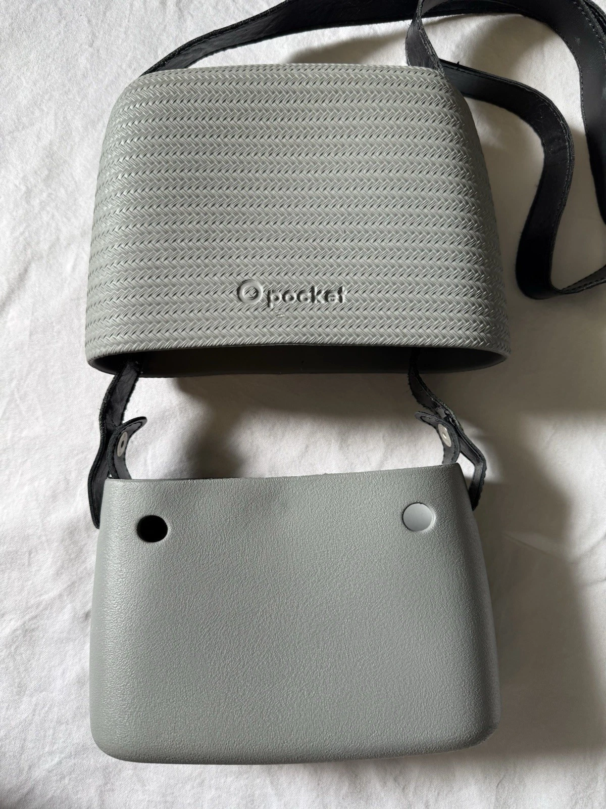 O Pocket Bag FullSpot Italian Crossbody Slide Purse Made In Italy Gray Grey - O Bag