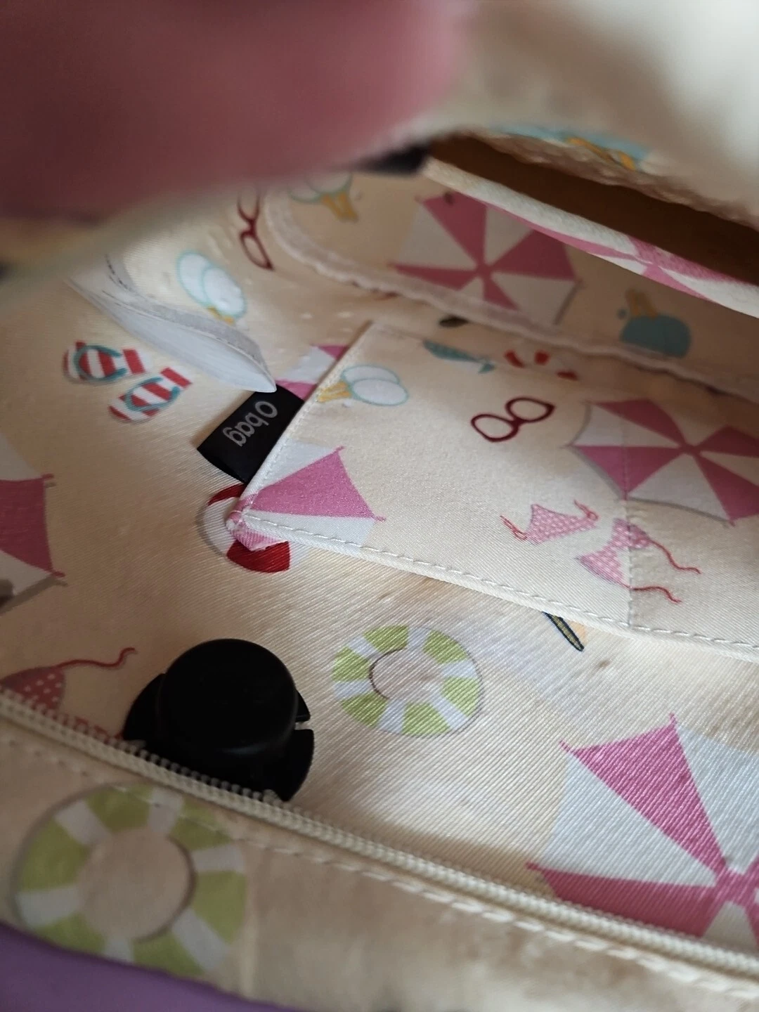 O Bag Tote Lilac Purple Washable Double Shoulder Handbag Lined Beach Scene Tote - O Bag