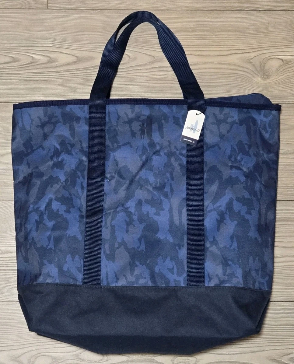 Johnnie-O Navy Blue Camo Zip Tote Bag Beach Pool Bag - O Bag