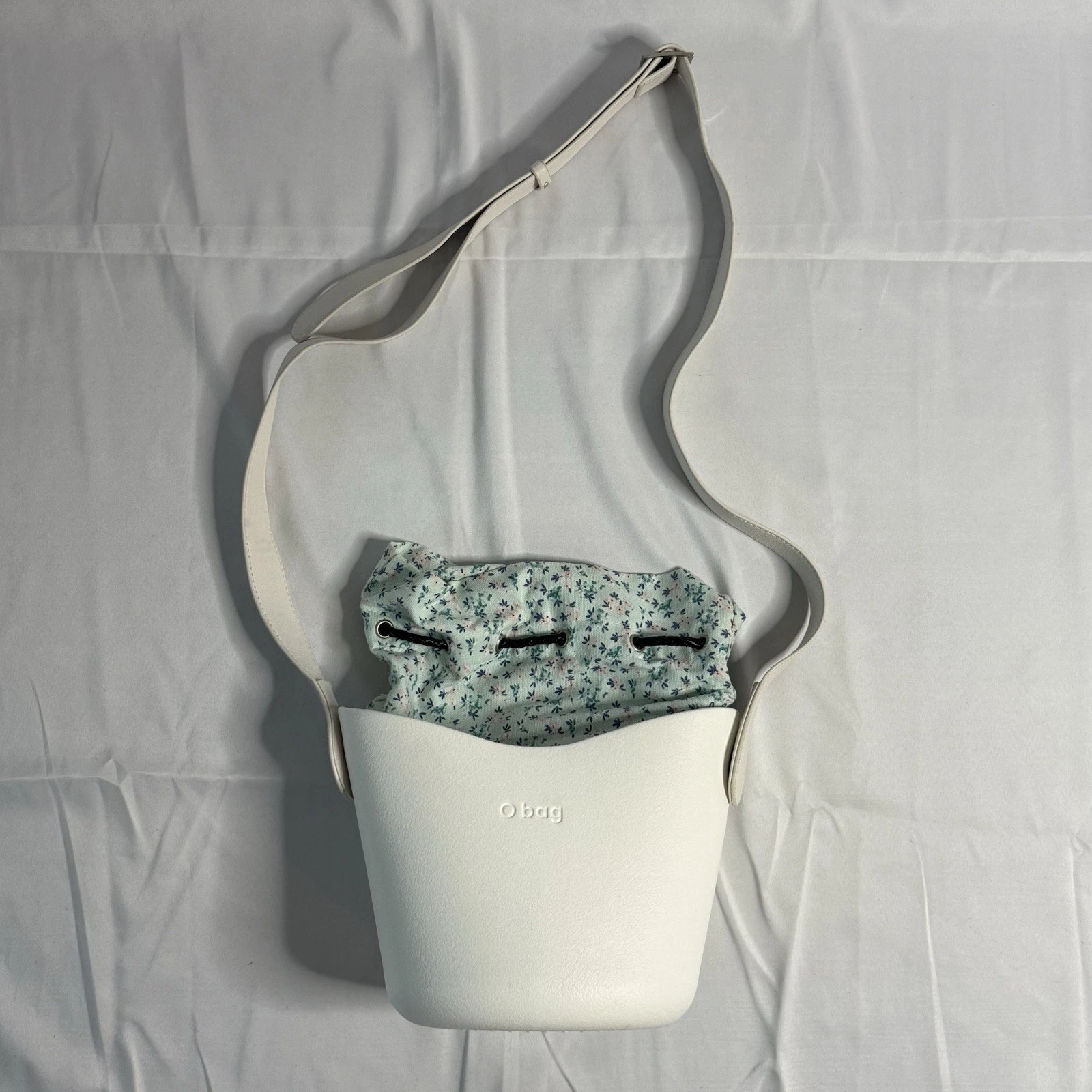NEW 2009 OBAG ITALY RARE Basket Tote Crossbody Bag White Polka Dot+Floral Liner - O Bag
