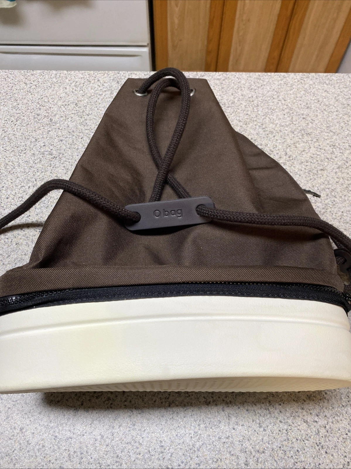 O Bag Obag Brown Bucket Bag Tote EVA & Canvas Drawstring Backpack Made In Italy - O Bag