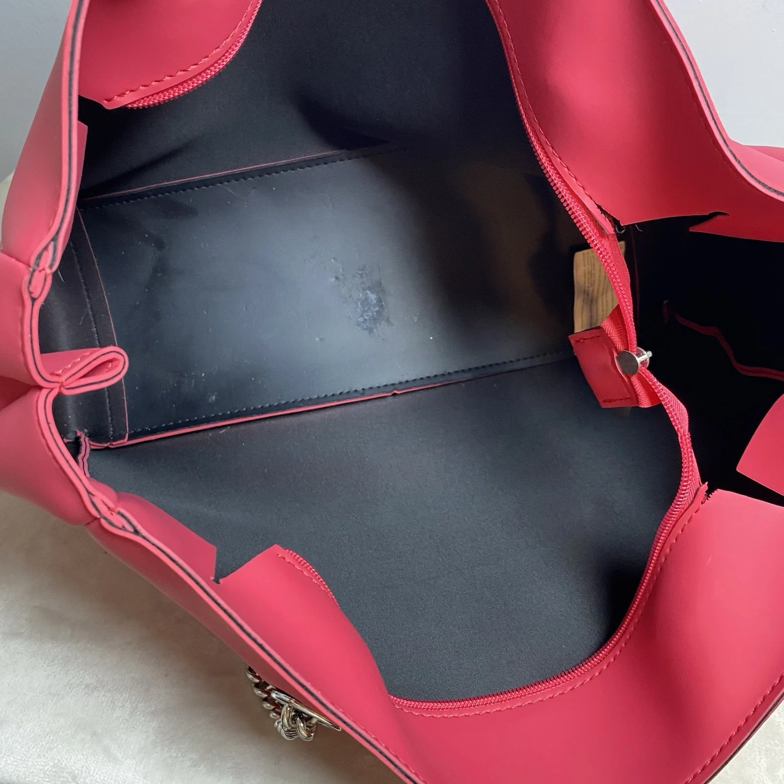 O Bag Unique Soft Melville Amarato Tote Bag Large Pink Chain Handles - O Bag