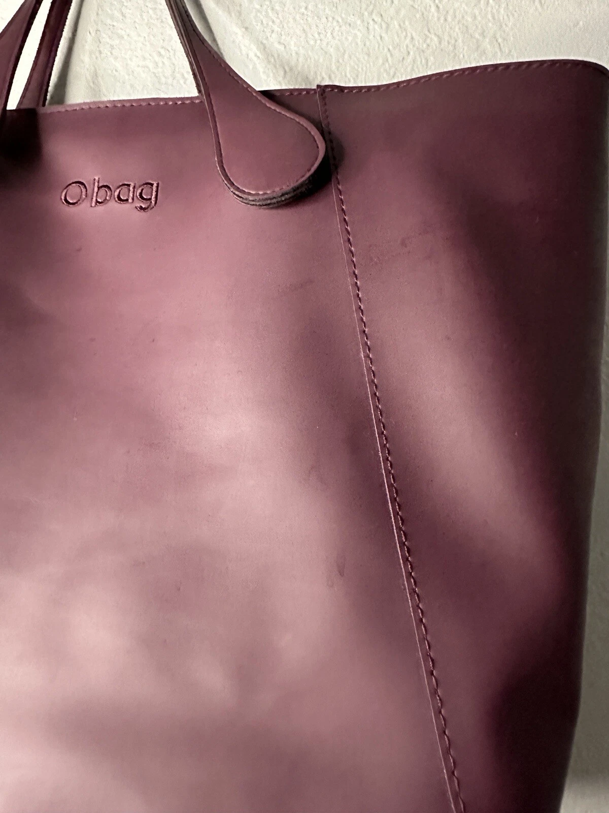 Obag eggplant zip top tote style purse - O Bag