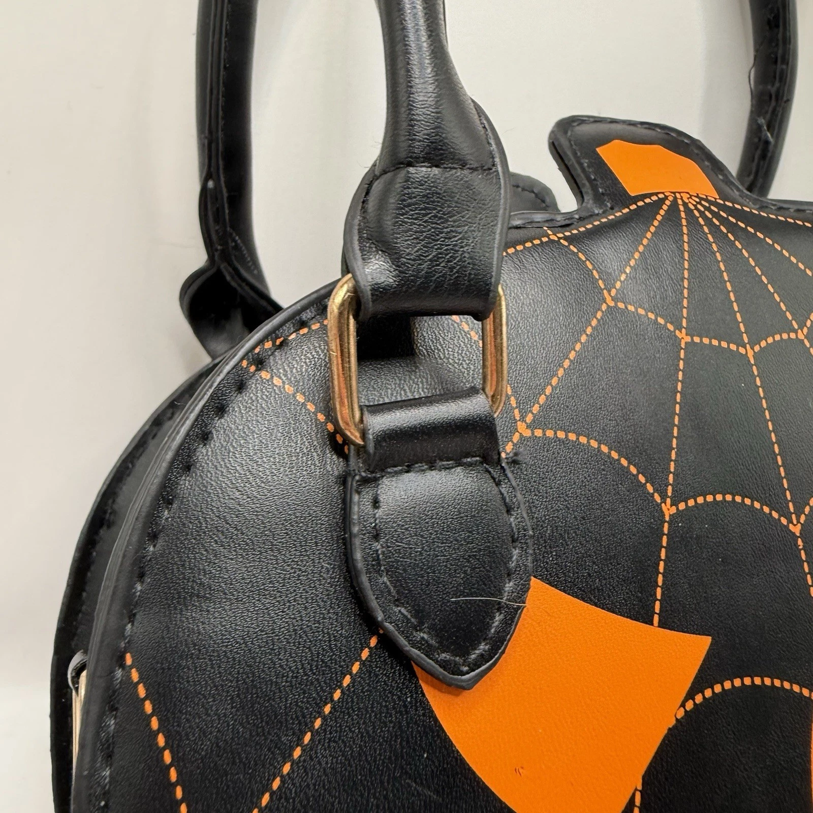 NEW Bag Crossbody Pumpkin Halloween Black Jack-o-lantern Spiderweb Purse - O Bag