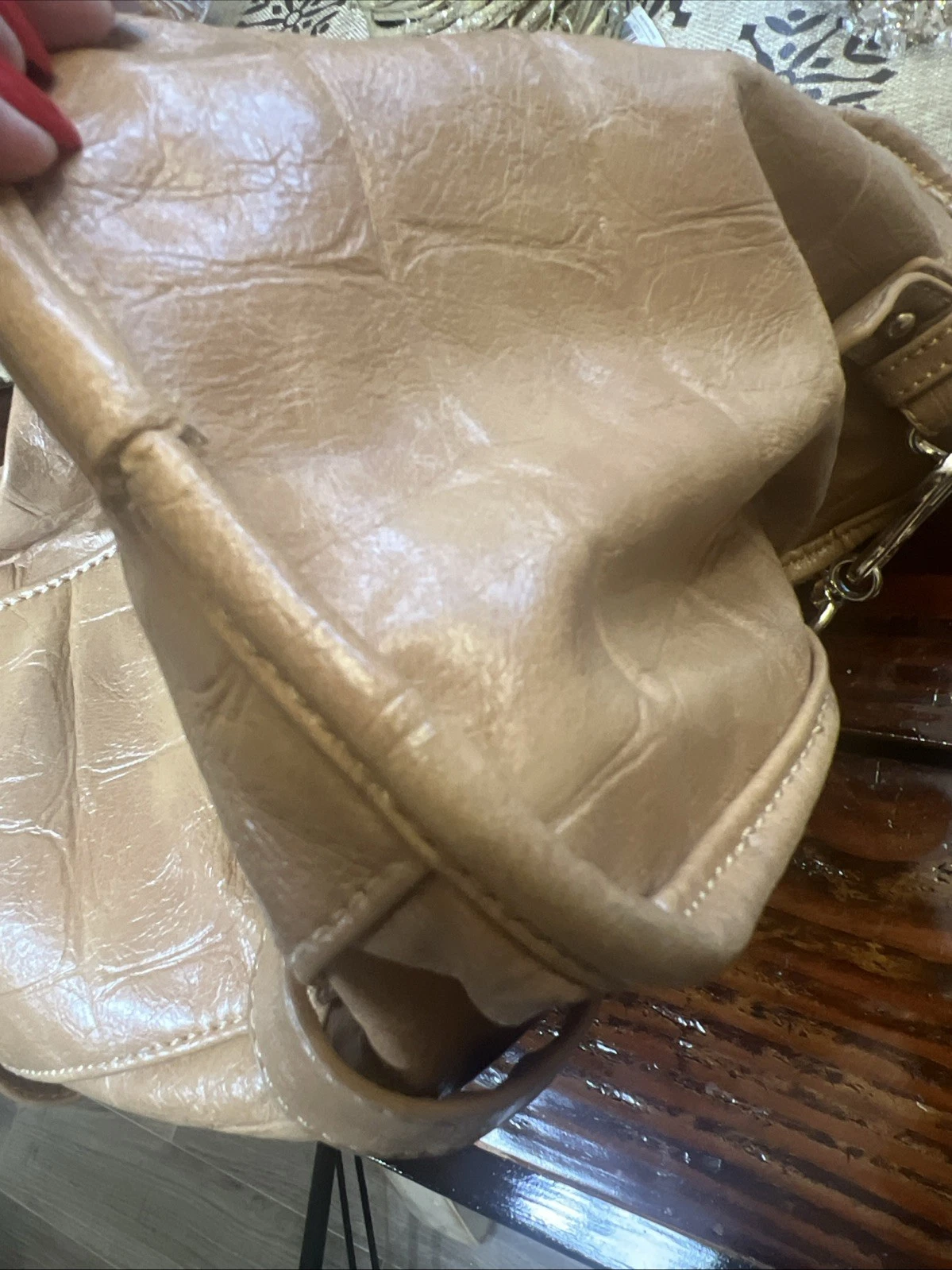 “O BAG “ ITALIAN MADE BAG Croc Embossed Buckle Style Handbag Shoulder Bag - O Bag