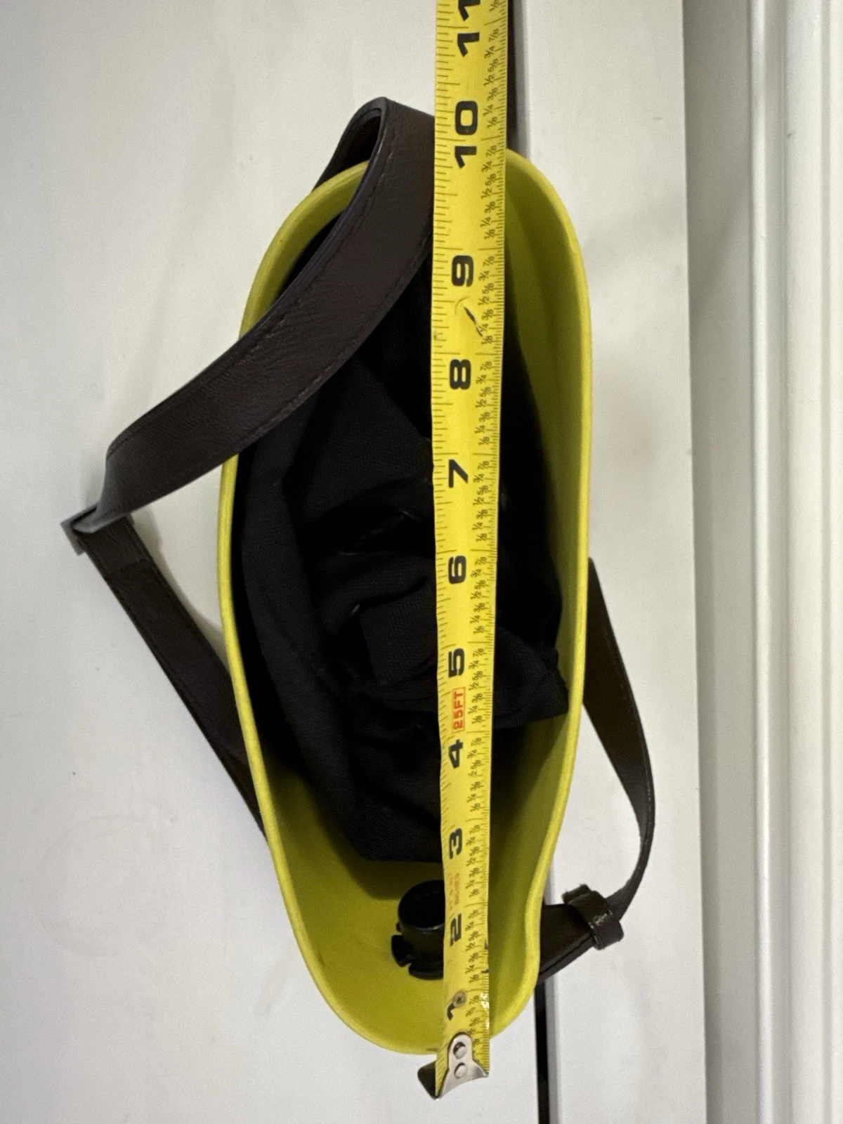 ✿ O bag Mini Bucket Bag Yellow Rubber Body Brown Leather Strap Crossbody Italy - O Bag