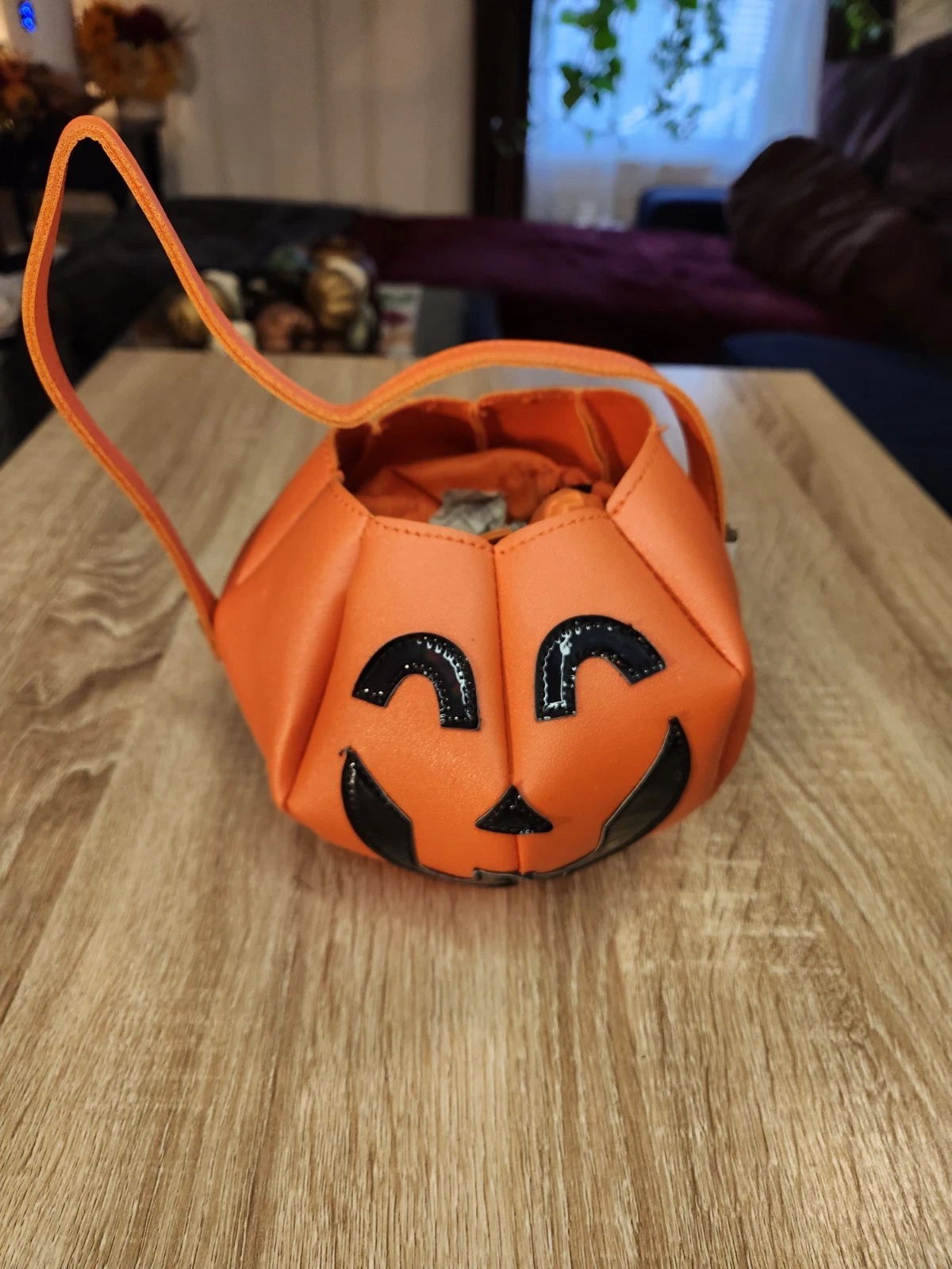 Faux Leather Halloween Jak O Lantern Hand Bag - O Bag