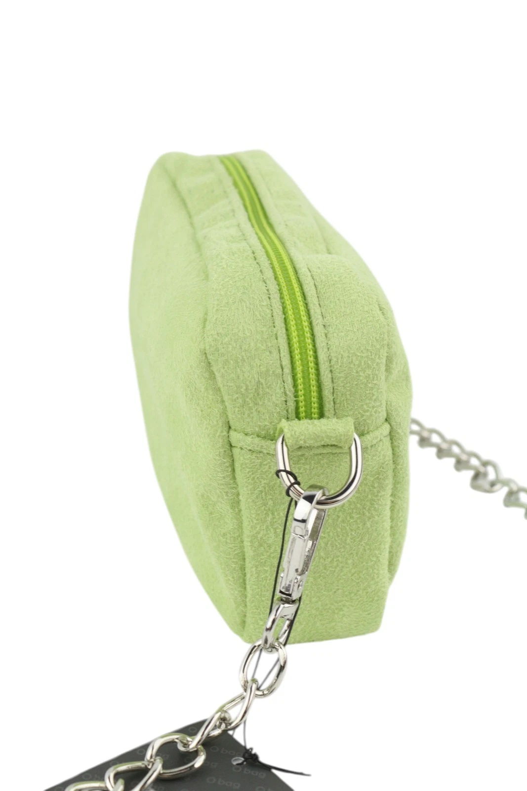 O Bag Extra Pocket Women Bag OS Green Faux Suede Silver Chain Crossbody - O Bag
