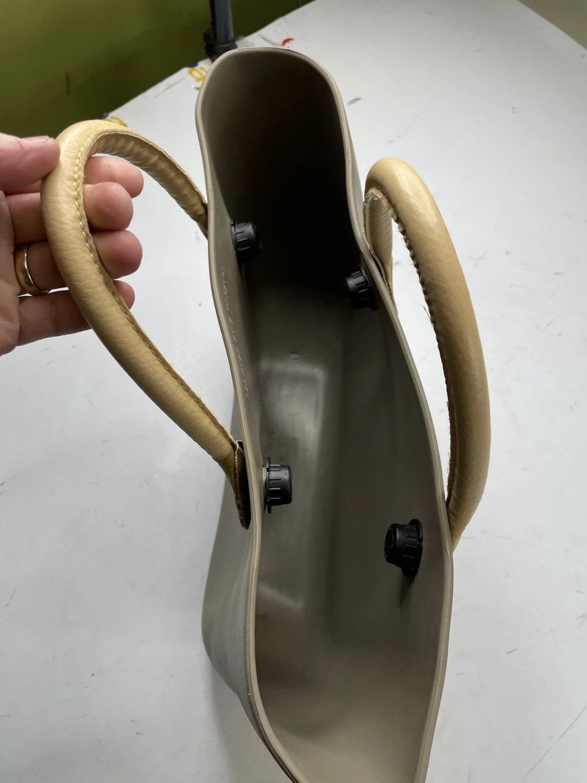 Obag O Bag Handbag Italy Summer Beach Tote Leather Handles - O Bag