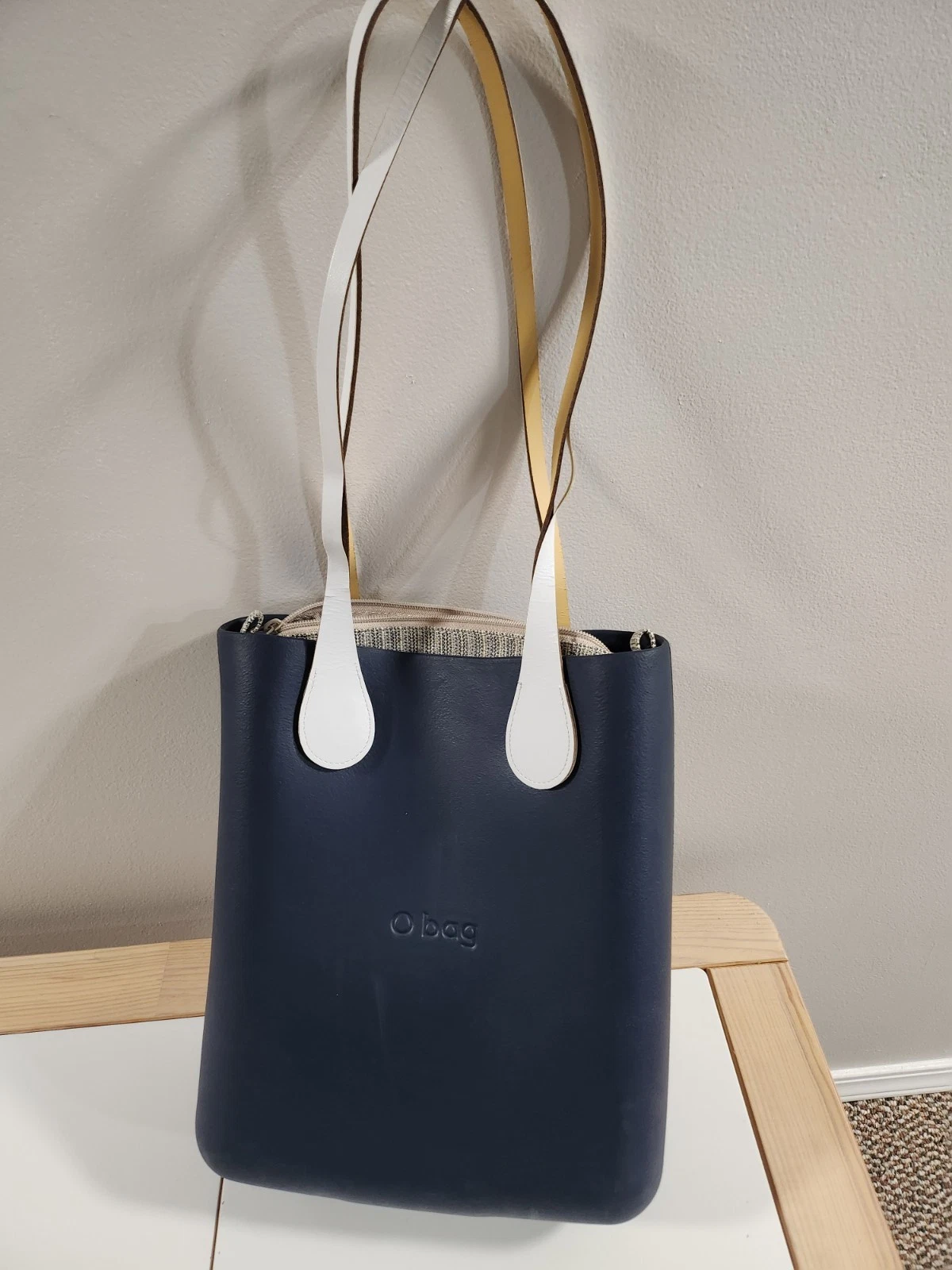 O Bag Italy Blue EVA Rubber Tote Waterproof Beach Bag w/ Canvas Insert & Straps - O Bag