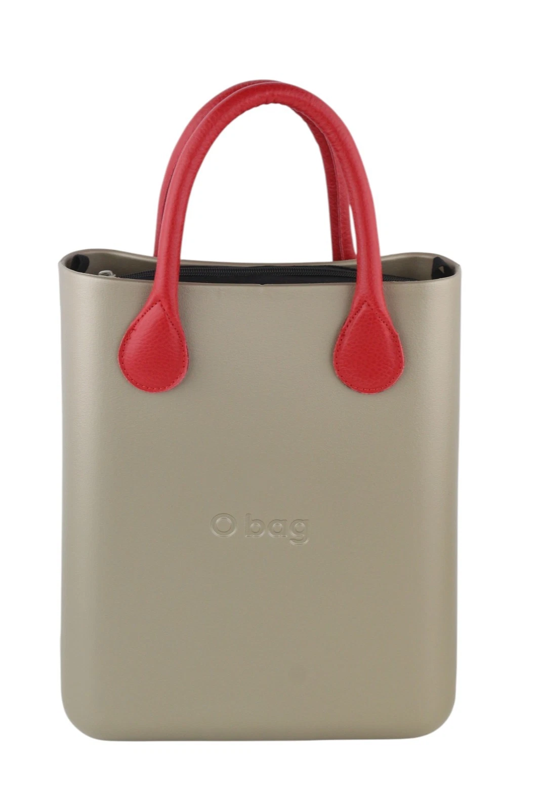 O Bag Chic Women Bag OS Brown Gold Square Tote Double Handles Inner Pouch - O Bag