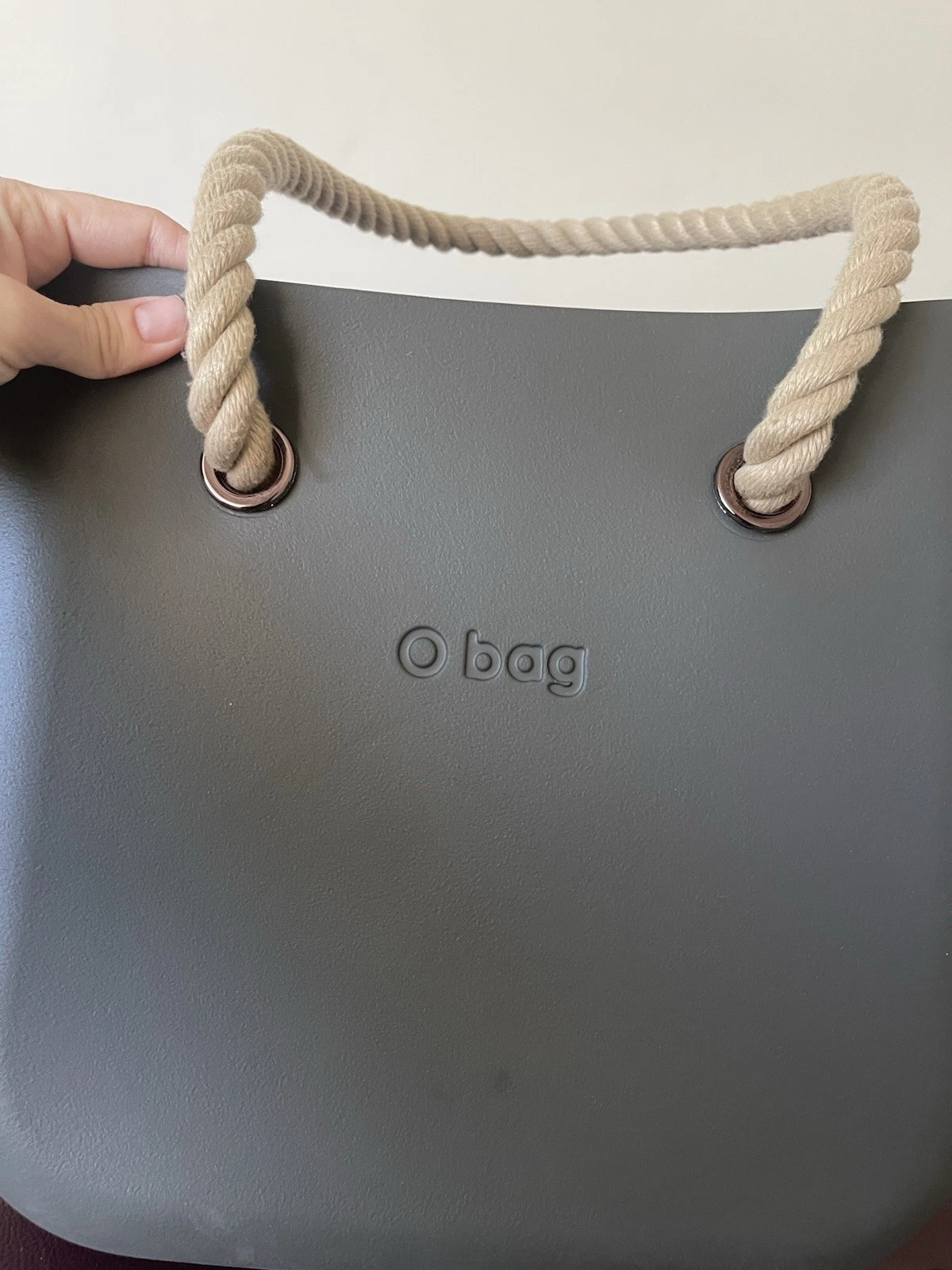O bag Gray Tote with Rope Handles, Zip Closure, Detachable Strap for Women - O Bag