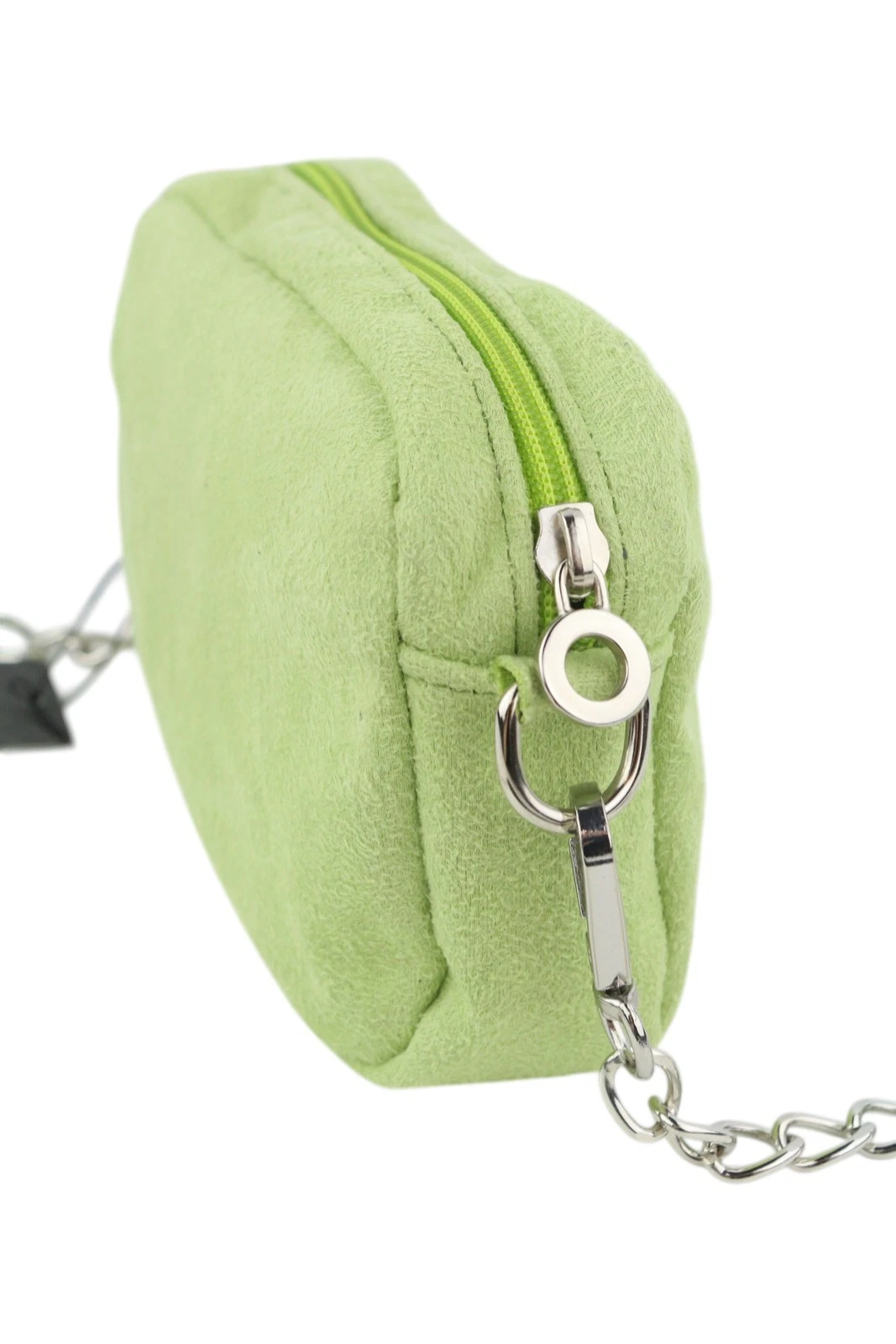 O Bag Extra Pocket Women Bag OS Green Faux Suede Silver Chain Crossbody - O Bag
