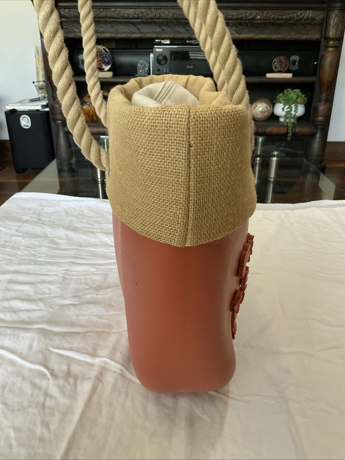 Medium Obag Flower With Trim, Rope - O Bag