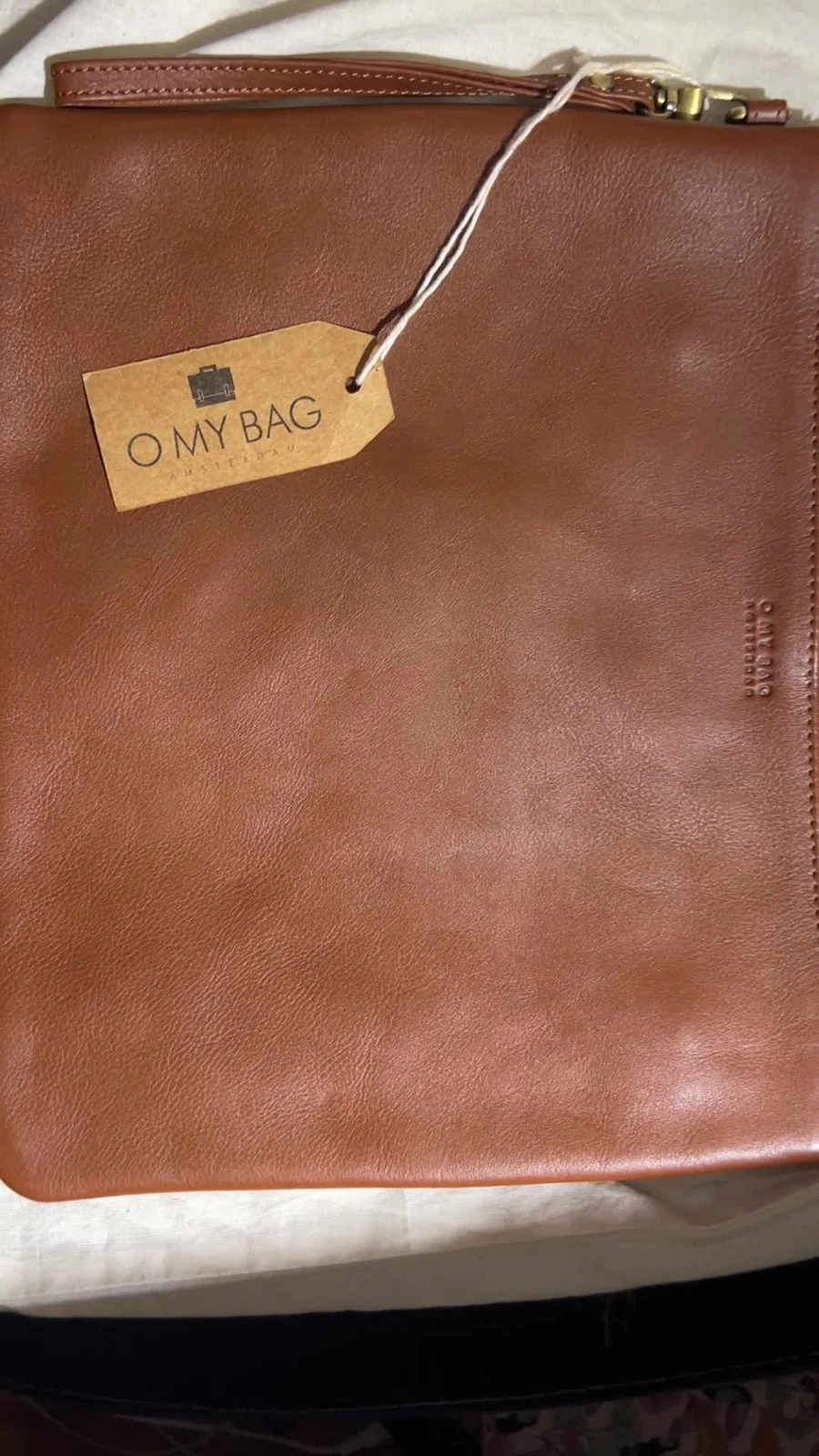 O My Bag Amsterdam Large Clutch Brown Cognac Classic Leather Wristlet Bag Wallet - O Bag