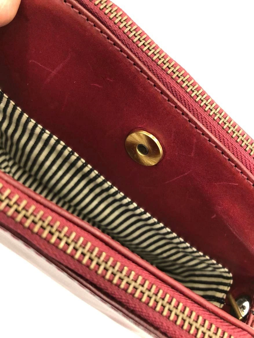 O My Bag Leather Chain Shoulder Bag Wine Red Used Ladies From Japan - O Bag