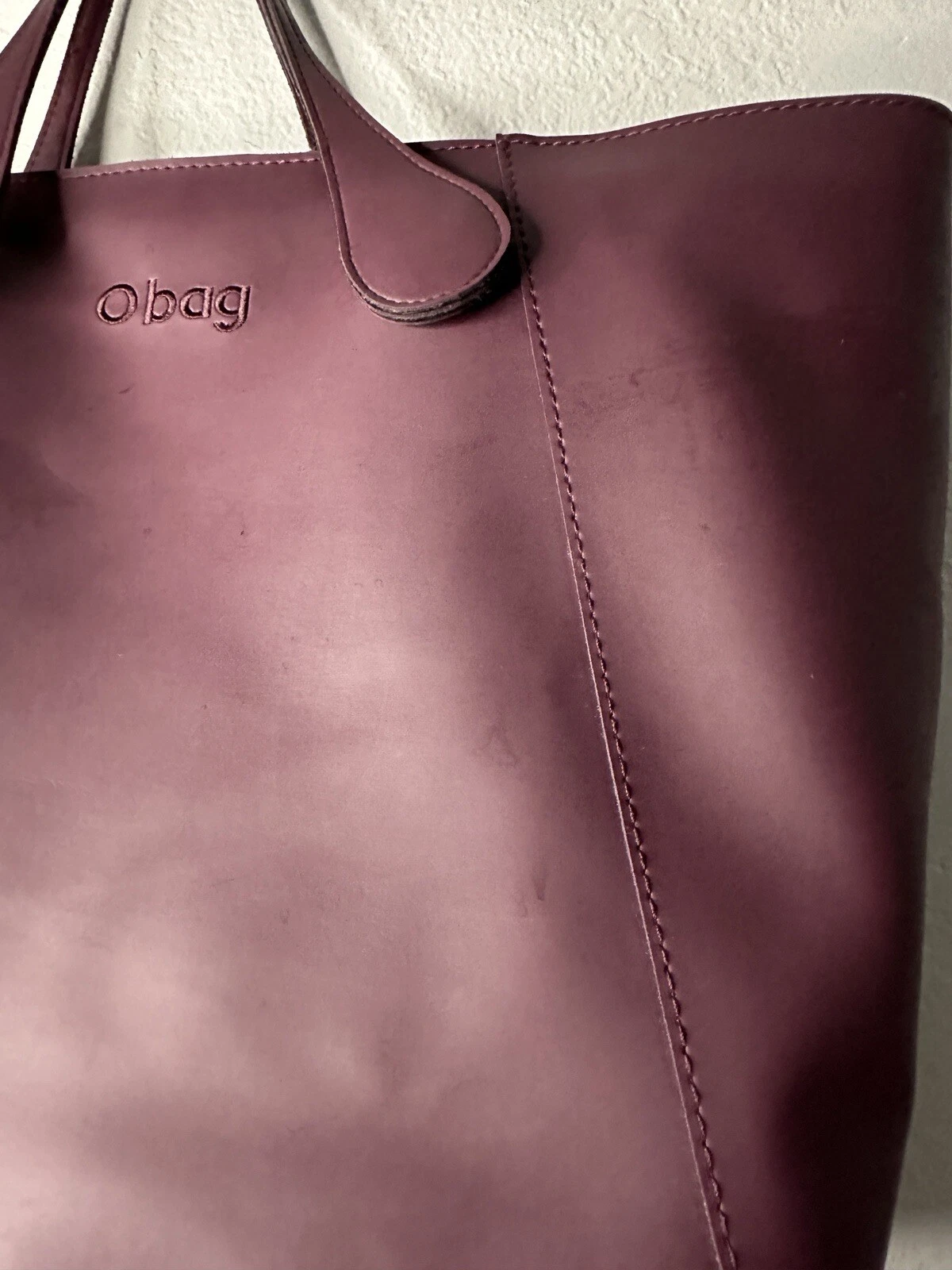 Obag eggplant zip top tote style purse - O Bag