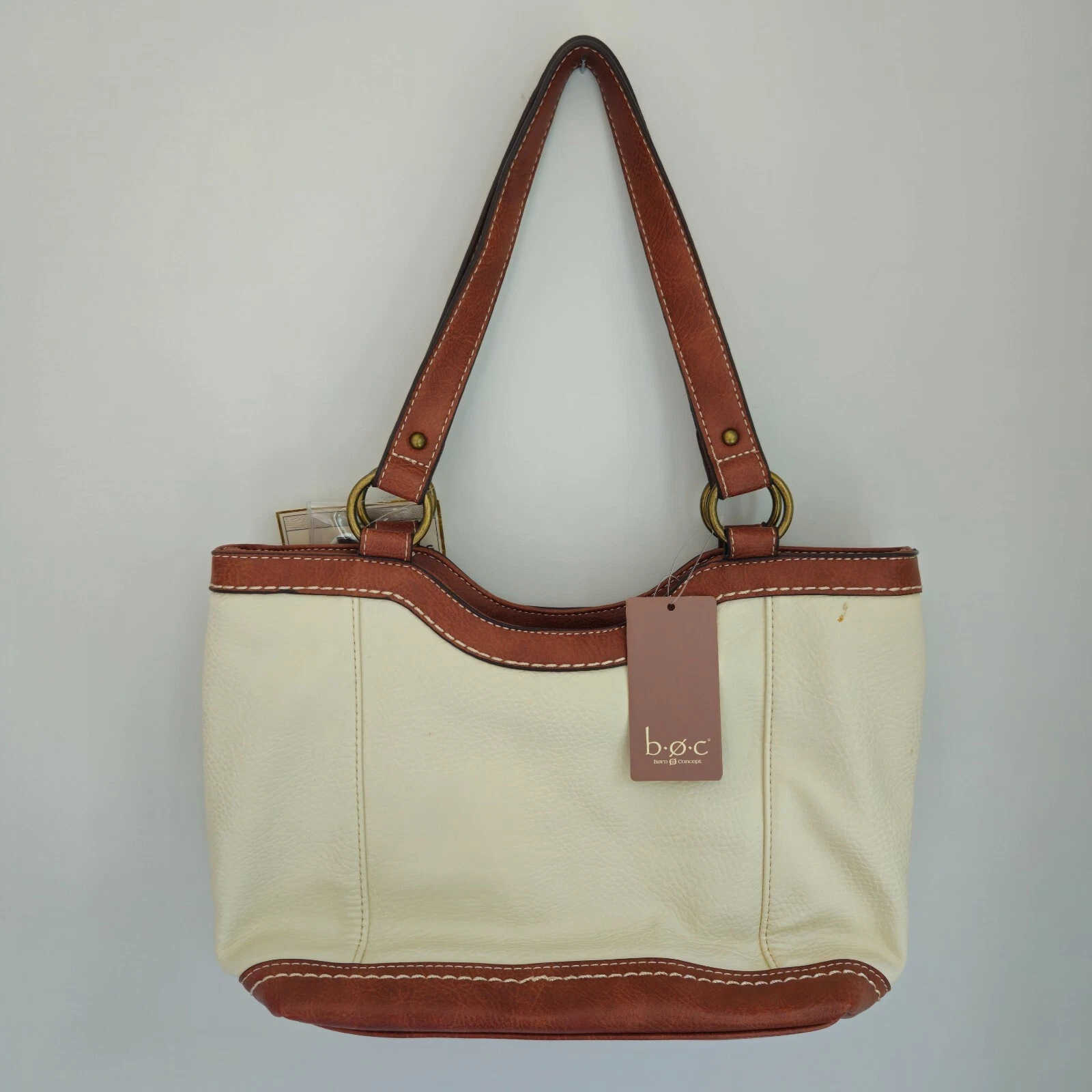 B.O.C. Crocket Power Tulip Brown Cream Tan Vegan Leather Purse Handbag - O Bag