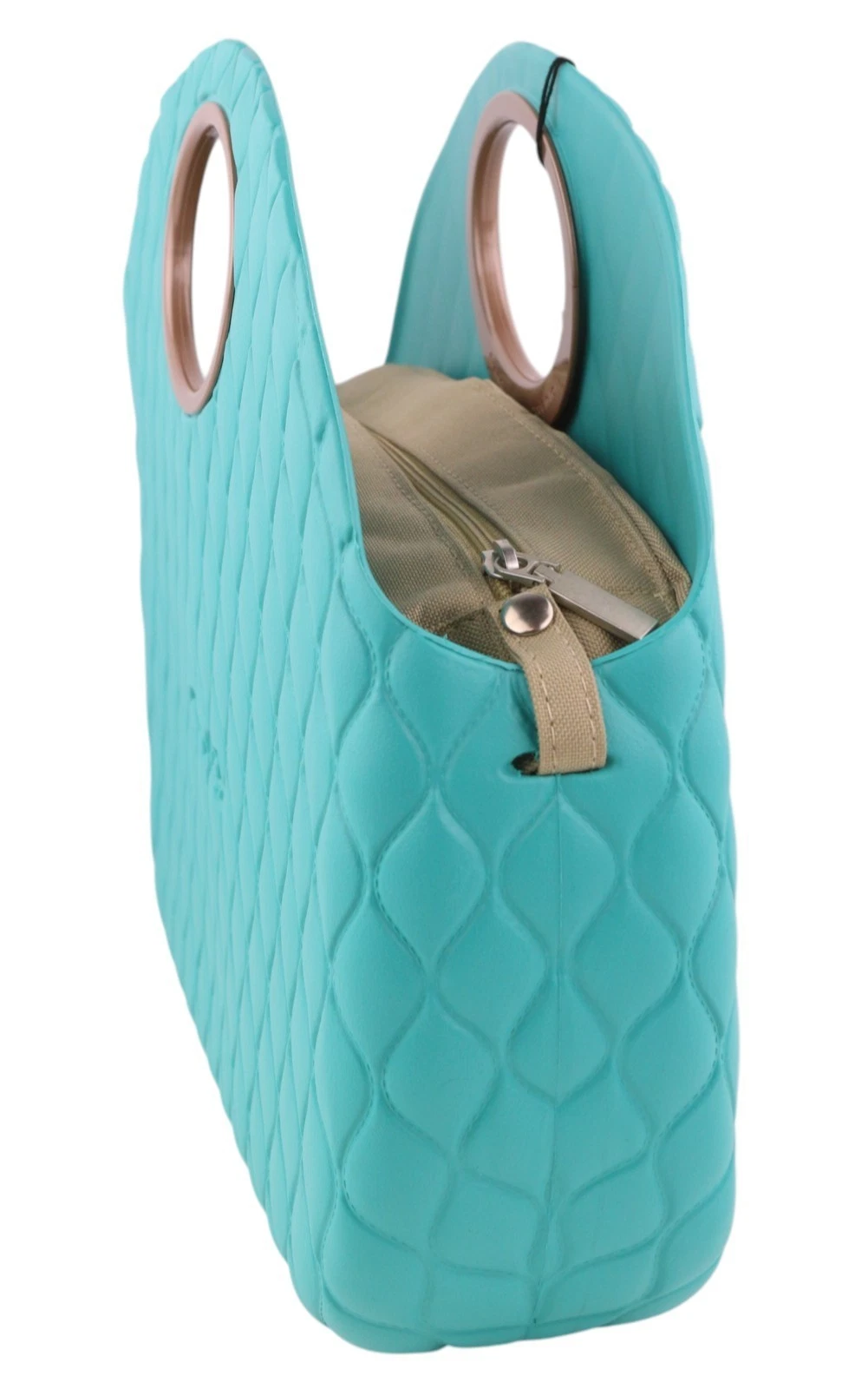 O Bag Moon Women's Bag OS Blue Mint Quilted Handle Inner Pocket - O Bag