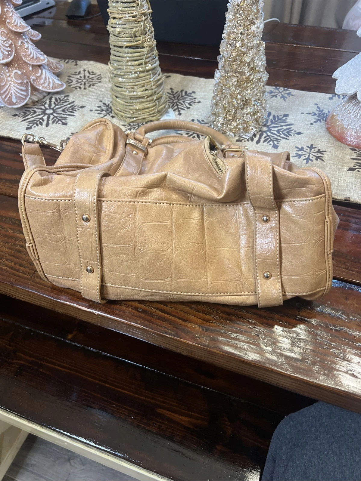 “O BAG “ ITALIAN MADE BAG Croc Embossed Buckle Style Handbag Shoulder Bag - O Bag