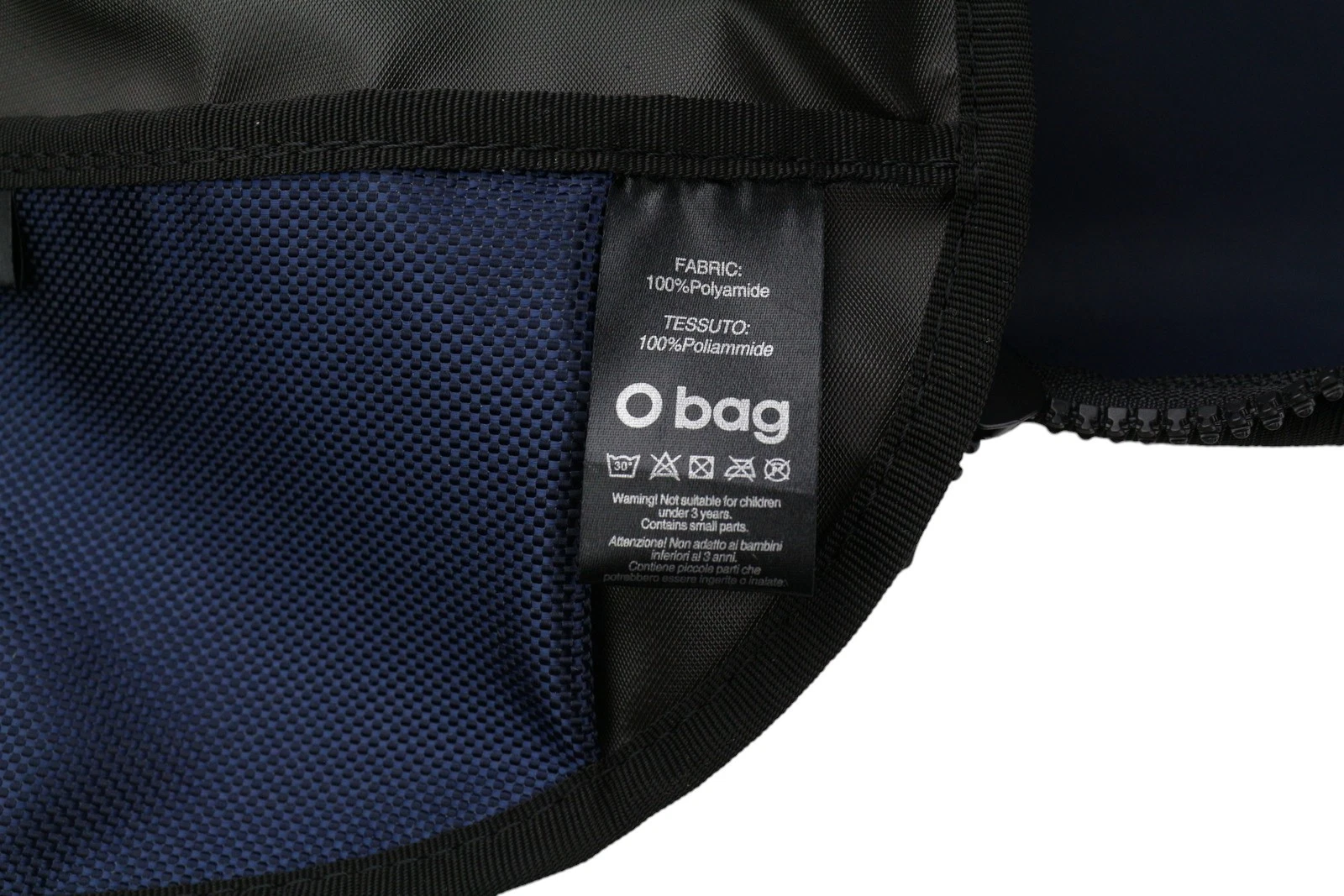 O Bag Women Bag OS Unisex Blue Round Backpack Front Zip Double Handle Logo - O Bag