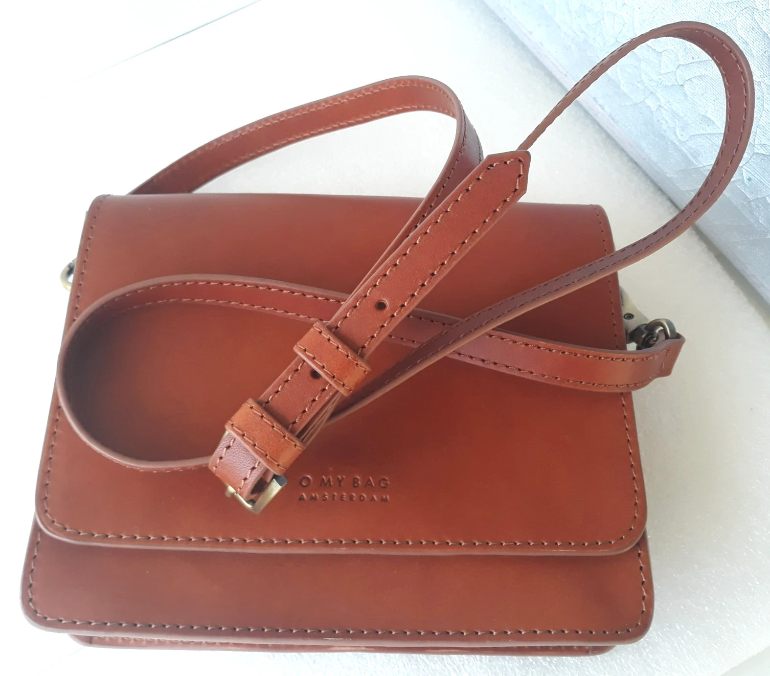 O MY BAG ~ Amsterdam ~ Crossbody Small Bag Purse Brown Leather ~ Magnetic ~ New - O Bag