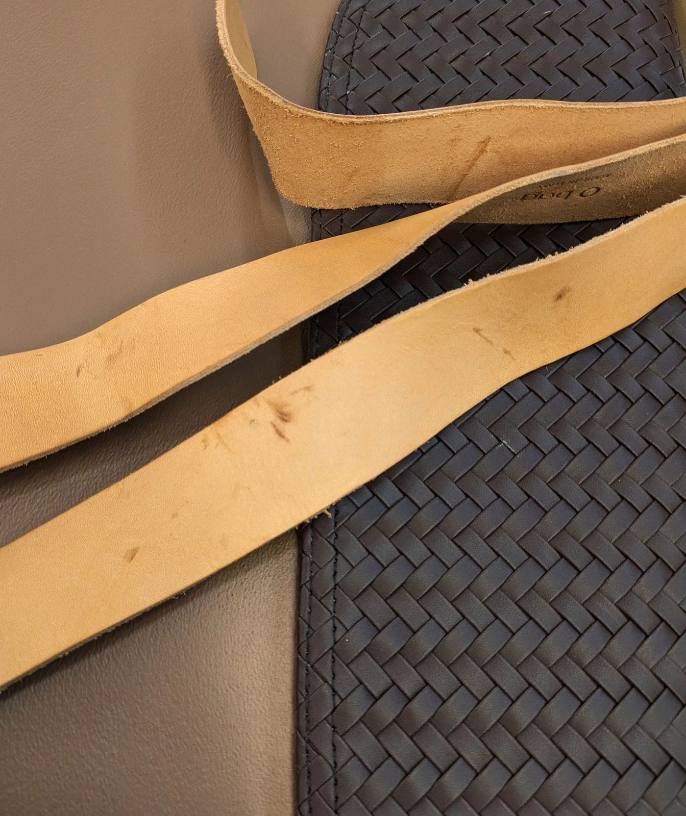 O BAG Rubber Briefcase Bag Weave Flap Detachable Strap - O Bag