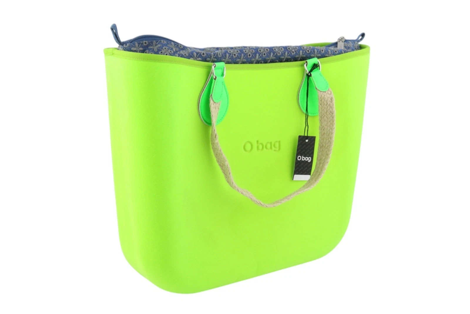 O Bag Armenia Women's Bag OS Neon Green Inner Double Handle Tote Bag Logo - O Bag