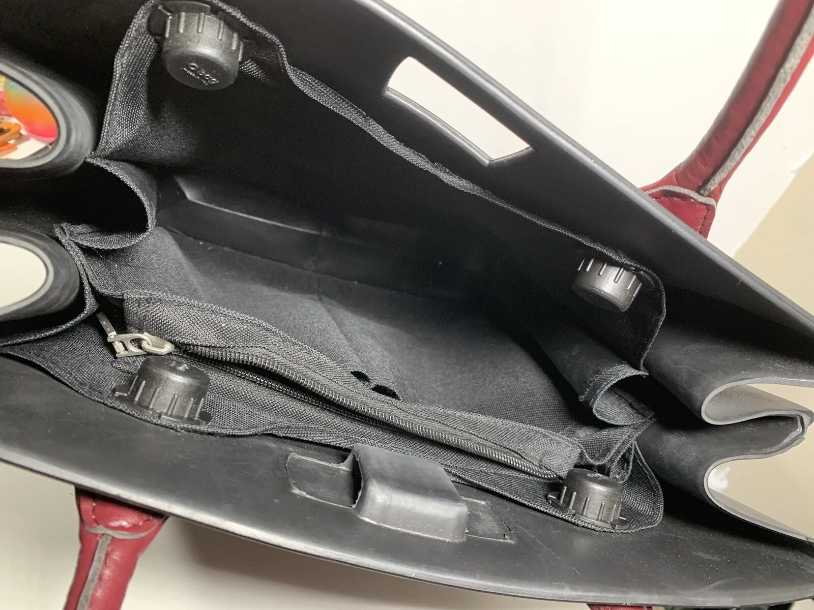 oBag Classic Black/Plum Purple Handles Large Bag Tote Italy AS-IS O Bag - O Bag